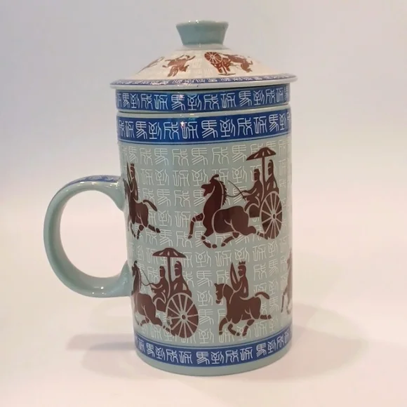 Vintage Asian Chariots Tea Infuser Mug Set - Picture 3 of 11
